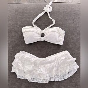 Swim Systems White Crochet Bikini Sz L